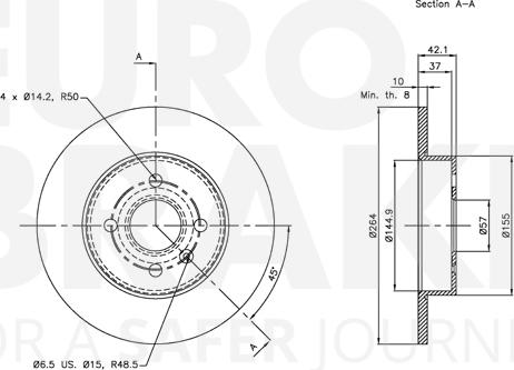 Eurobrake 5815313655 - Тормозной диск autosila-amz.com