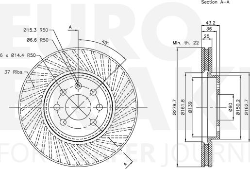 Eurobrake 5815313651 - Тормозной диск autosila-amz.com