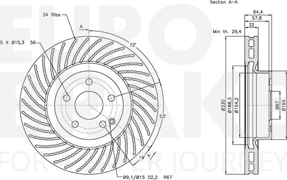 Eurobrake 5815343361 - Тормозной диск autosila-amz.com