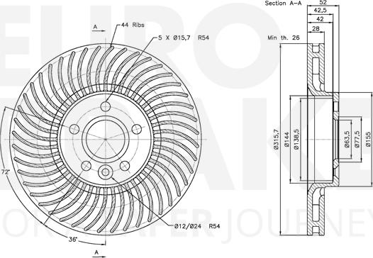 Eurobrake 5815312570 - Тормозной диск autosila-amz.com