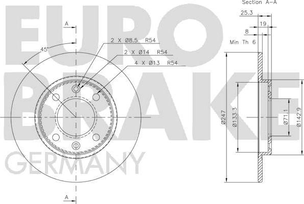 Eurobrake 5815209947 - Тормозной диск autosila-amz.com
