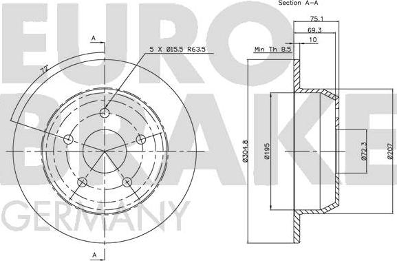 Eurobrake 5815209304 - Тормозной диск autosila-amz.com