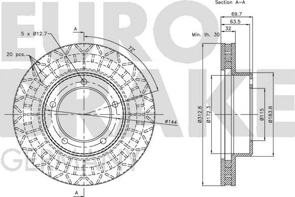 Eurobrake 5815204597 - Тормозной диск autosila-amz.com