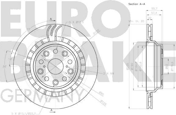 Eurobrake 58152045149 - Тормозной диск autosila-amz.com