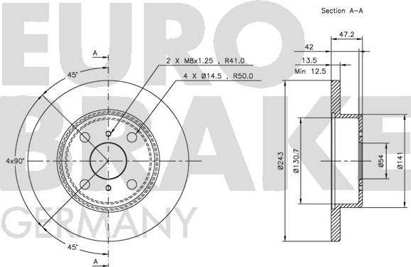 Eurobrake 5815204514 - Тормозной диск autosila-amz.com
