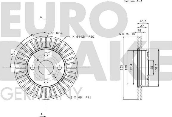 Eurobrake 58152045100 - Тормозной диск autosila-amz.com