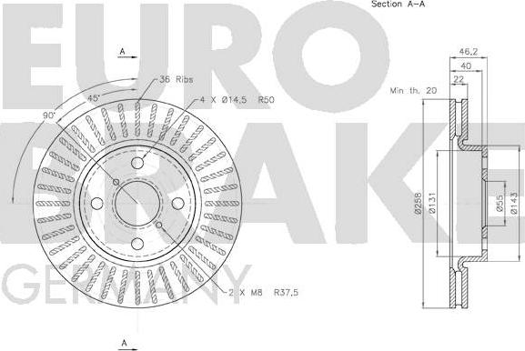 Eurobrake 58152045115 - Тормозной диск autosila-amz.com