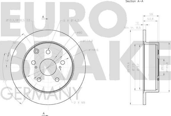 Eurobrake 58152045126 - Тормозной диск autosila-amz.com