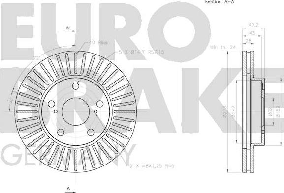Eurobrake 58152045120 - Тормозной диск autosila-amz.com