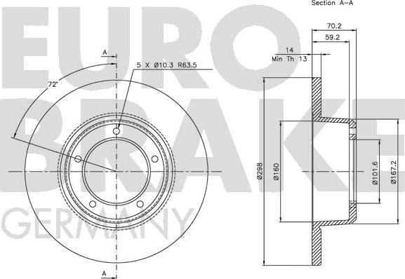 Eurobrake 5815204001 - Тормозной диск autosila-amz.com