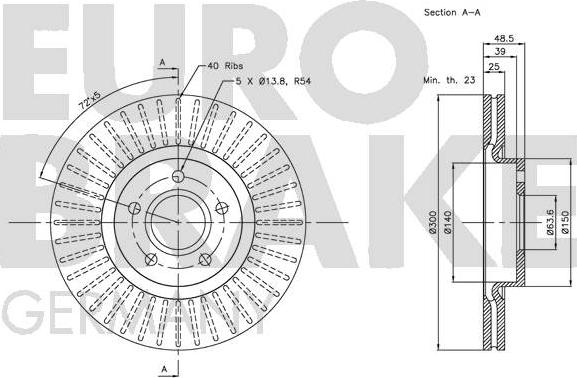 Eurobrake 5815204849 - (Производитель: EUROBRAKE) Тормозной диск передний autosila-amz.com