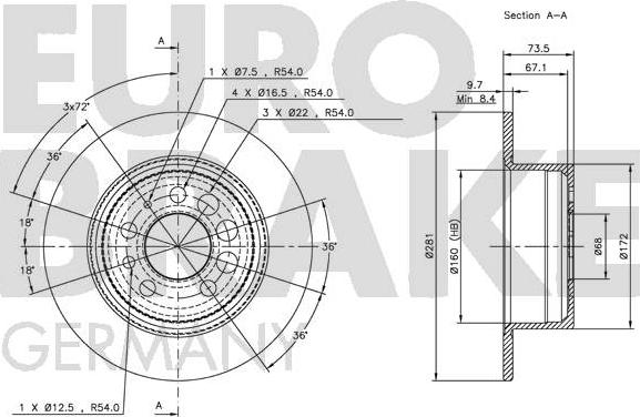 Eurobrake 5815204807 - Тормозной диск autosila-amz.com