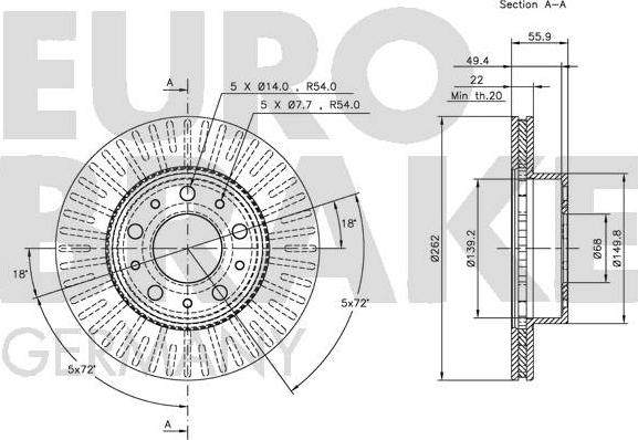 Eurobrake 5815204828 - Тормозной диск autosila-amz.com