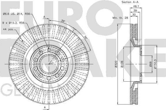 Eurobrake 58152047107 - Тормозной диск autosila-amz.com