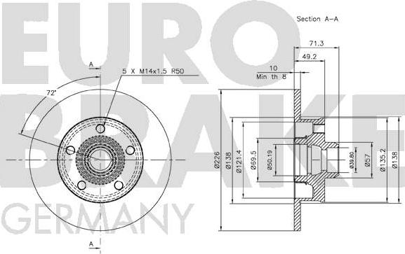 Eurobrake 58152047119 - Тормозной диск autosila-amz.com