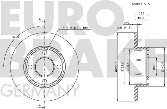 Eurobrake 5815204737 - Тормозной диск autosila-amz.com