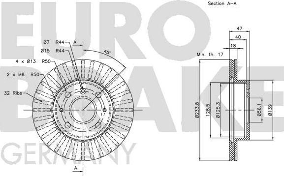 Eurobrake 5815205106 - Тормозной диск autosila-amz.com