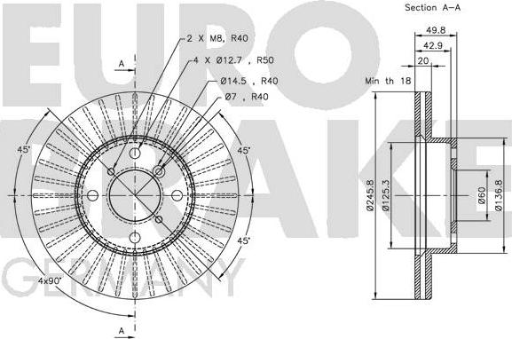 Eurobrake 5815205208 - Тормозной диск autosila-amz.com