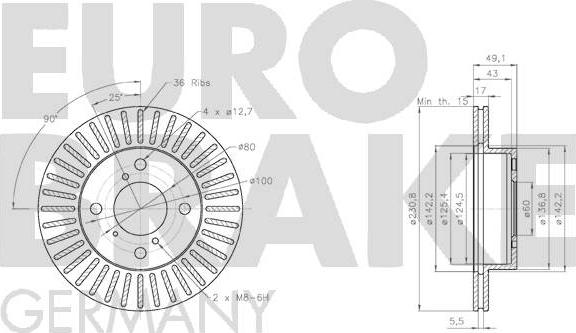 Eurobrake 5815205237 - Тормозной диск autosila-amz.com