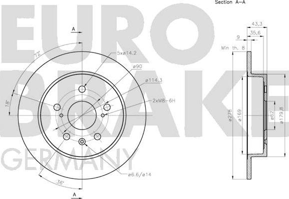Eurobrake 5815205223 - Тормозной диск autosila-amz.com