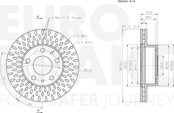 Eurobrake 5815201941 - Тормозной диск autosila-amz.com