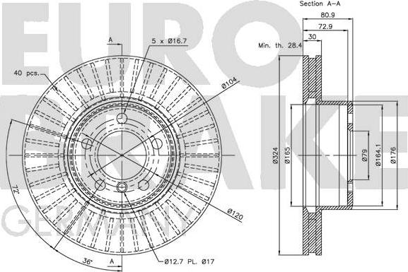 Eurobrake 5815201559 - Тормозной диск autosila-amz.com