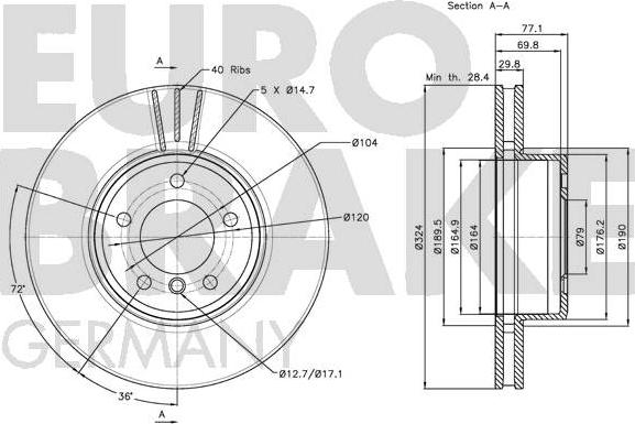 Eurobrake 5815201563 - Тормозной диск autosila-amz.com