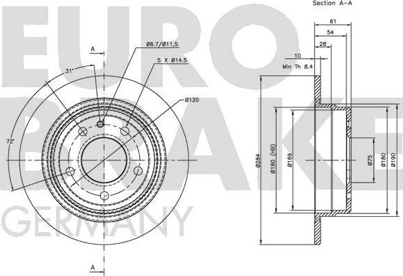 Eurobrake 5815201514 - Тормозной диск autosila-amz.com