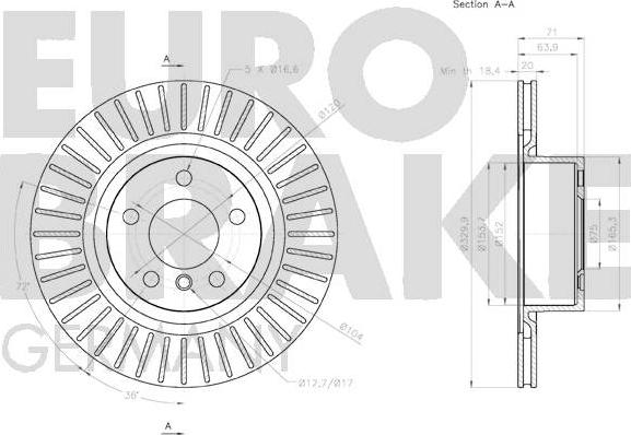 Eurobrake 58152015105 - Тормозной диск autosila-amz.com