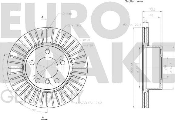 Eurobrake 58152015101 - Тормозной диск autosila-amz.com