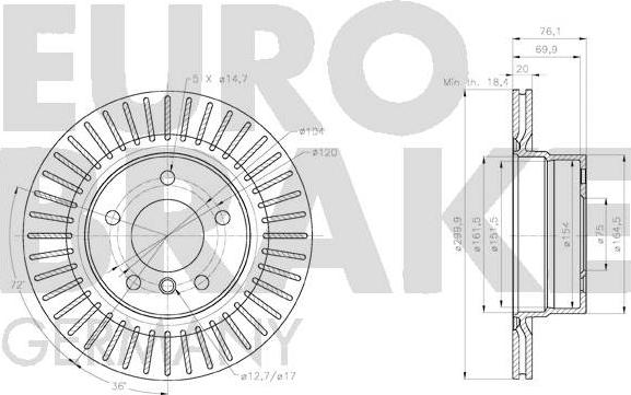 Eurobrake 58152015114 - Тормозной диск autosila-amz.com