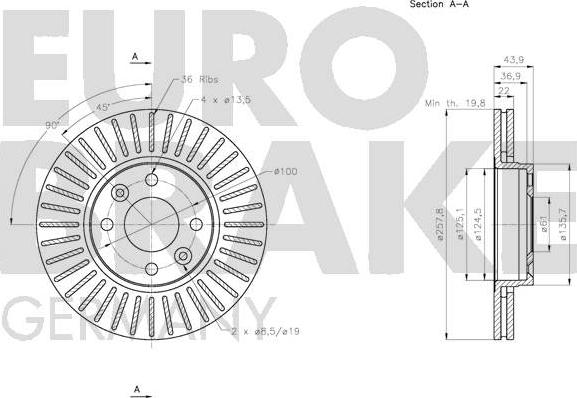 Eurobrake 5815203992 - (Производитель: EUROBRAKE) Тормозной диск передний autosila-amz.com