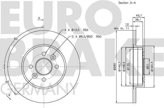 Eurobrake 5815203941 - Тормозной диск autosila-amz.com