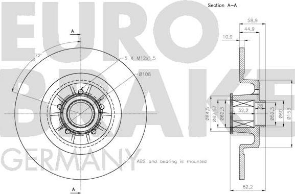 Eurobrake 5815203952 - Тормозной диск autosila-amz.com