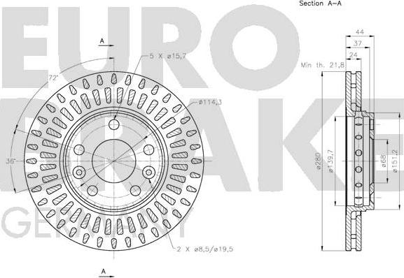 Eurobrake 5815203970 - Тормозной диск autosila-amz.com