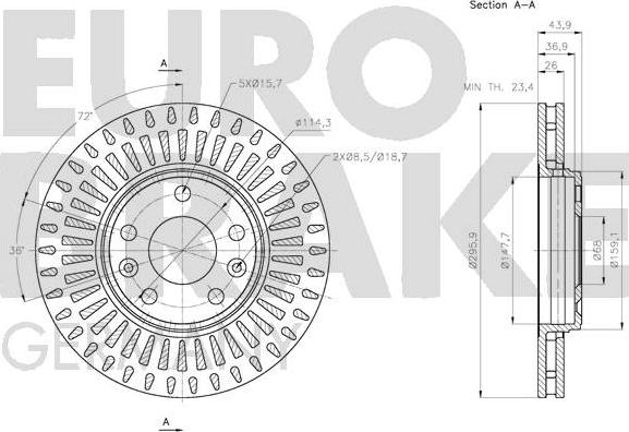Eurobrake 5815203971 - Тормозной диск autosila-amz.com