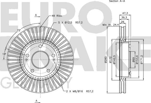 Eurobrake 5815203423 - Тормозной диск autosila-amz.com