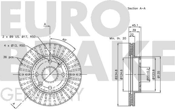 Eurobrake 5815203510 - Тормозной диск autosila-amz.com