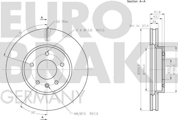 Eurobrake 5815203666 - Тормозной диск autosila-amz.com