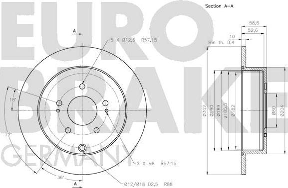 Eurobrake 5815203053 - Тормозной диск autosila-amz.com