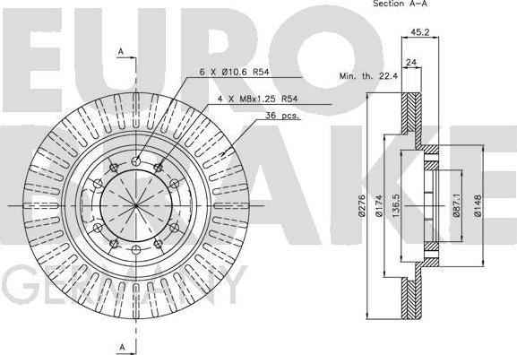 Eurobrake 5815203016 - Тормозной диск autosila-amz.com
