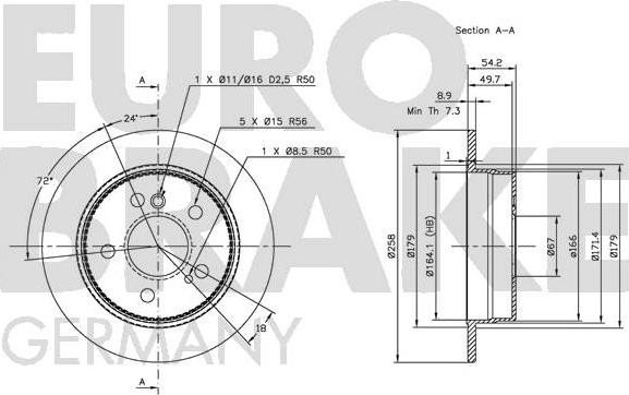 Eurobrake 5815203307 - Тормозной диск autosila-amz.com