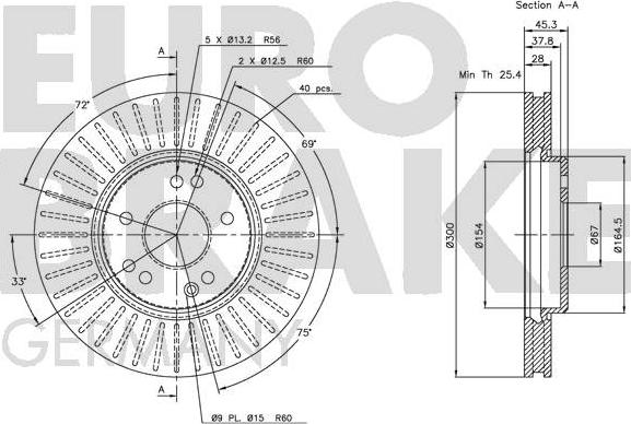 Eurobrake 5815203319 - Тормозной диск autosila-amz.com