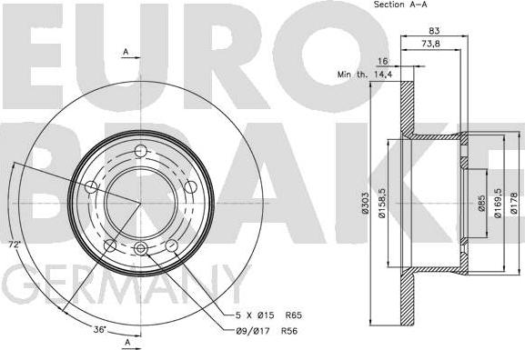 Eurobrake 5815203315 - Тормозной диск autosila-amz.com