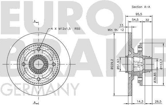 Eurobrake 5815203206 - Тормозной диск autosila-amz.com