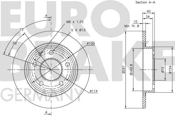 Eurobrake 5815203228 - Тормозной диск autosila-amz.com