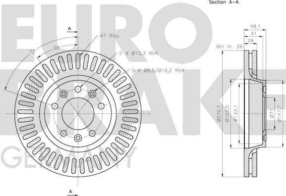 Eurobrake 5815203735 - Тормозной диск autosila-amz.com