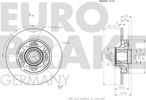 Eurobrake 5815203738 - Тормозной диск autosila-amz.com