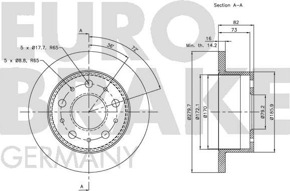 Eurobrake 5815203732 - Тормозной диск autosila-amz.com