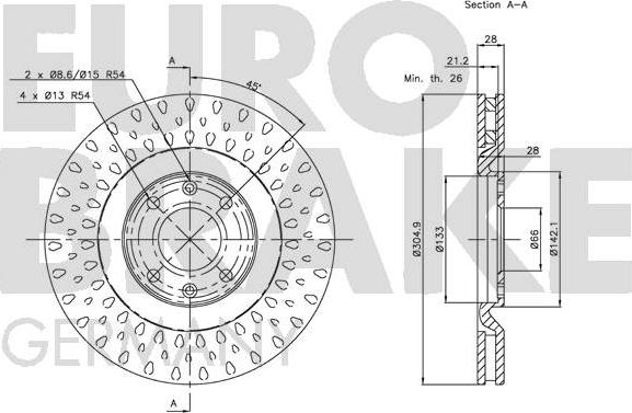 Eurobrake 5815203726 - Тормозной диск autosila-amz.com